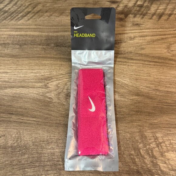 NWT Nike Pink Terry Cloth Headband With White Swoosh Logo - Picture 1 of 5